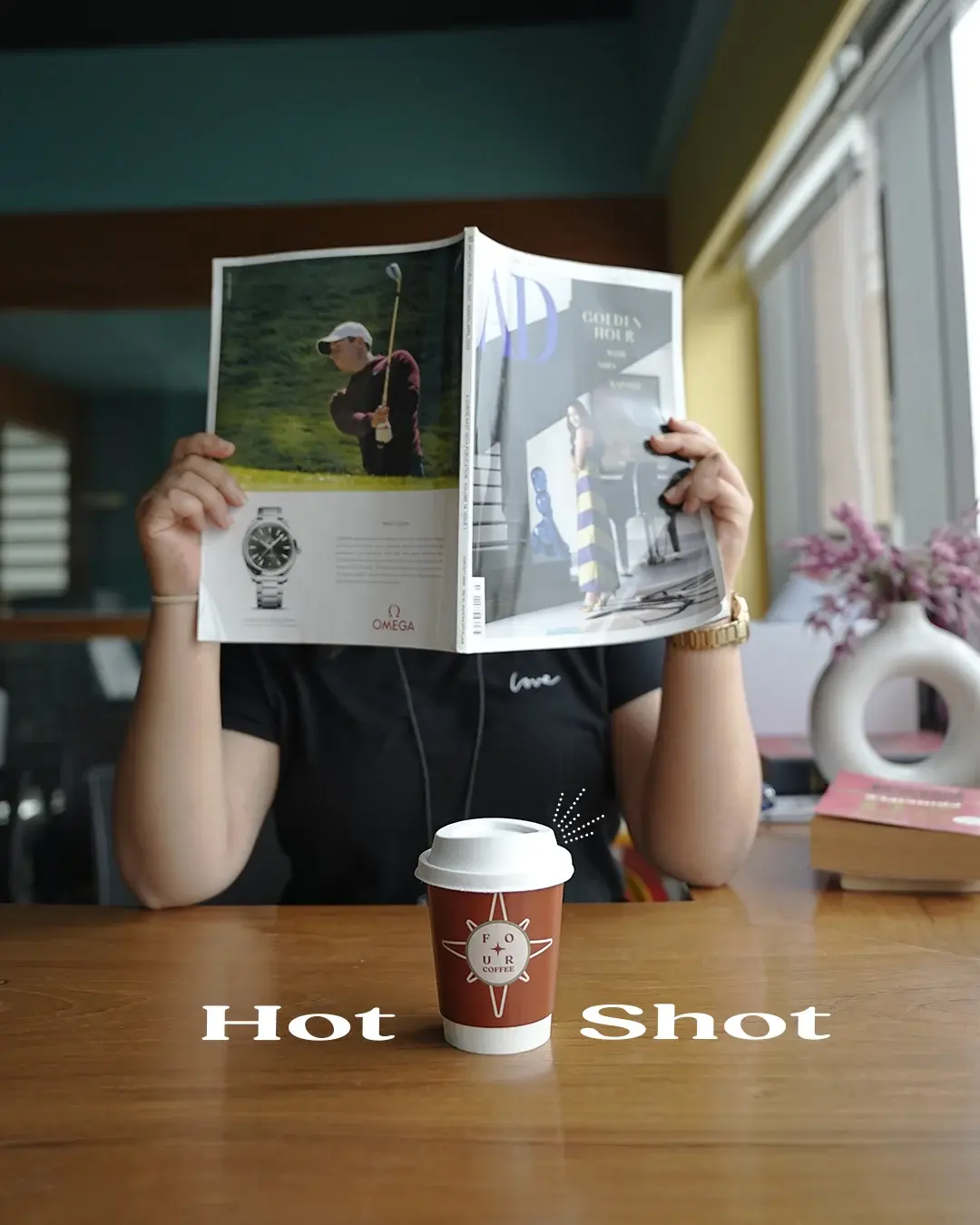 Confident person enjoying a premium coffee at Four Coffee