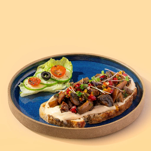 Garlic Mushroom On Hummus