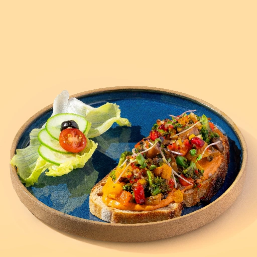 Roasted Veggies On Smoked Paprika Hummus